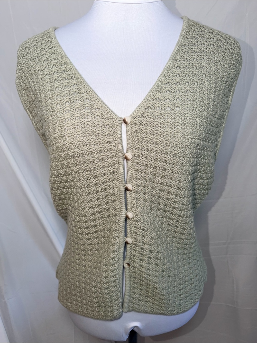 House of Harlow 1960 sage green button-front knit sweater vest
